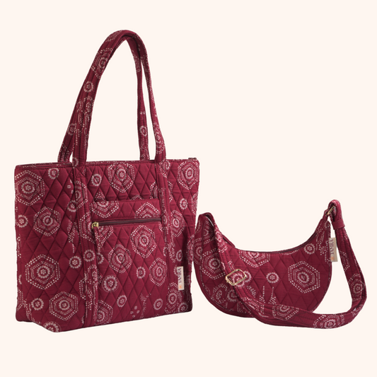 Maroon Elegance tote + moon sling combo