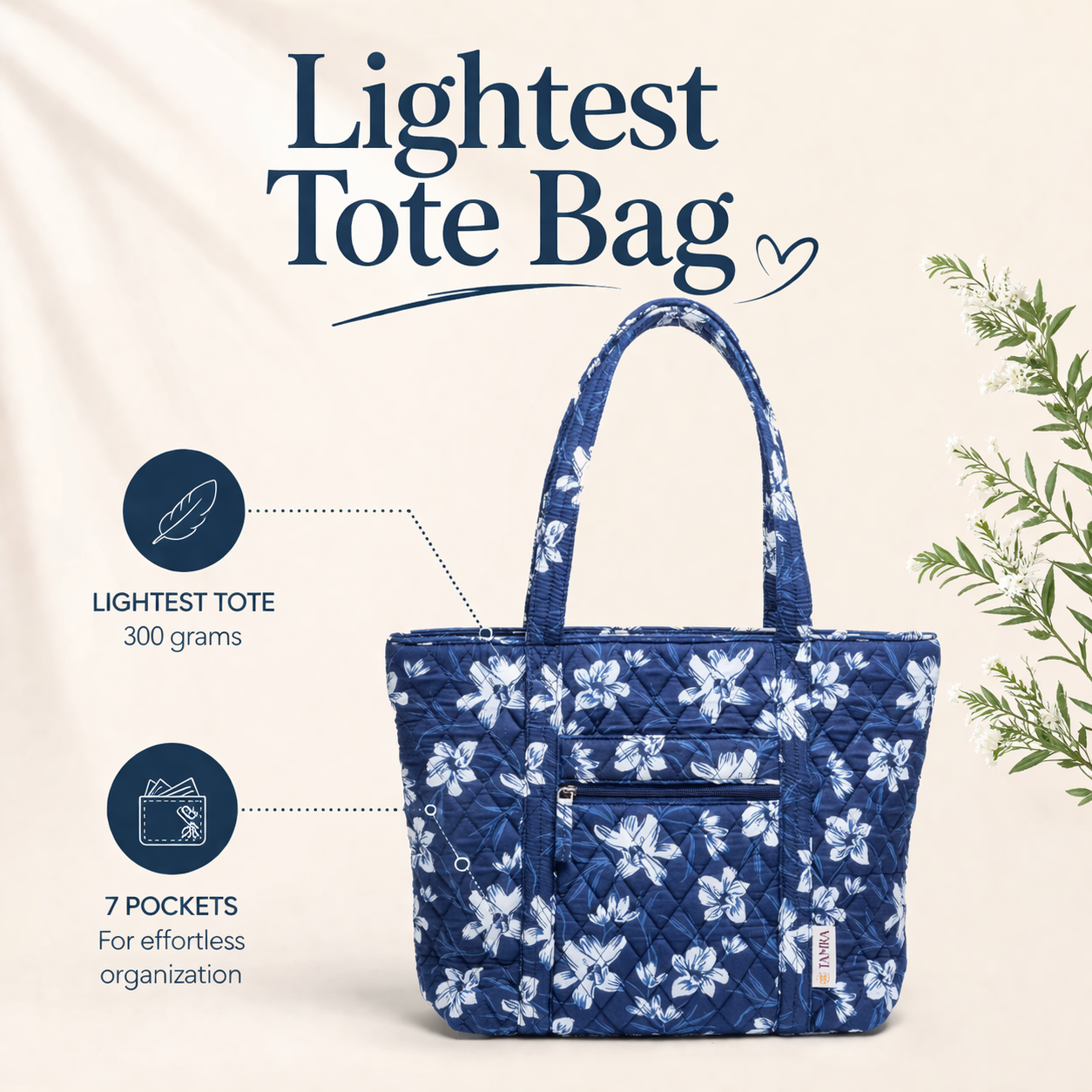 Indigo Blossom Tote Bag