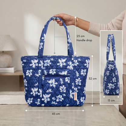 Indigo Blossom Tote Bag