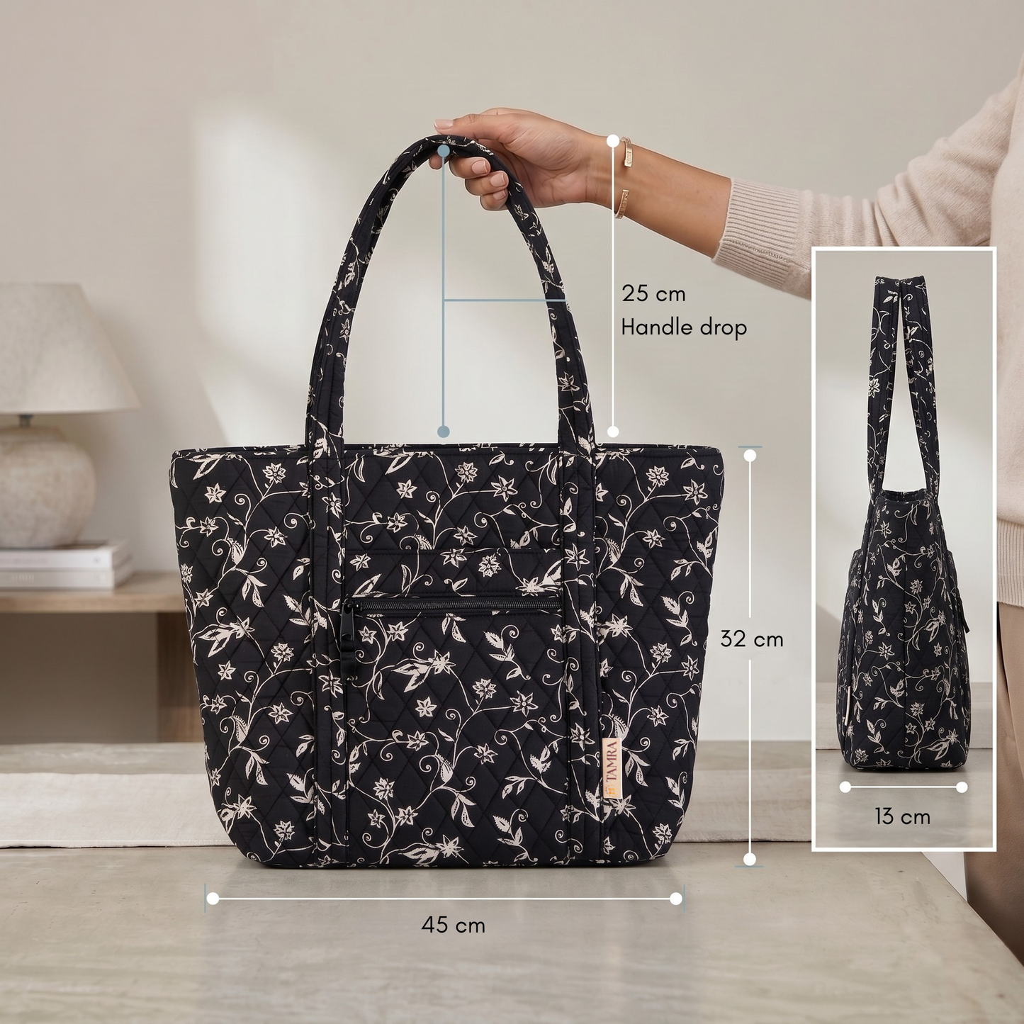 Midnight Black Tote Bag