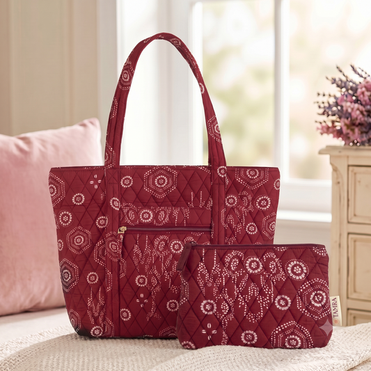 Maroon Elegance Tote + Big Pouch Combo