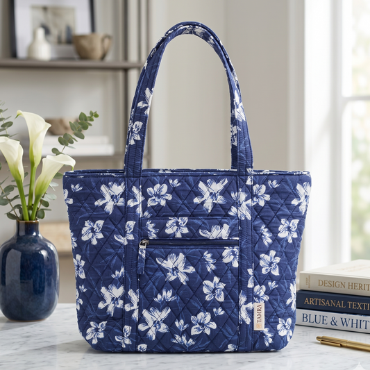 Indigo Blossom Tote Bag