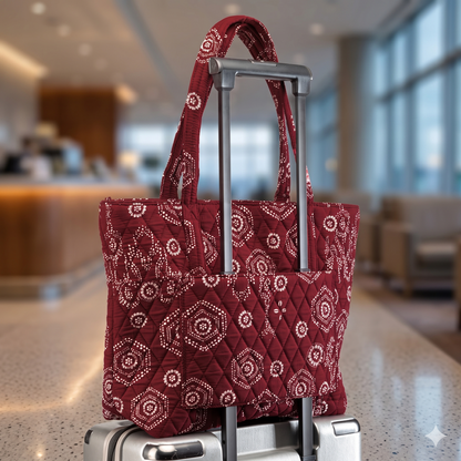 Maroon Elegance Trolley Tote Bag