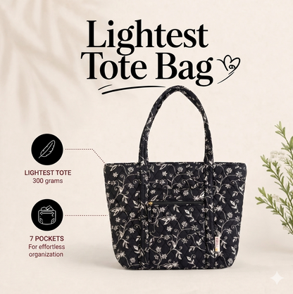 Midnight Black Tote Bag