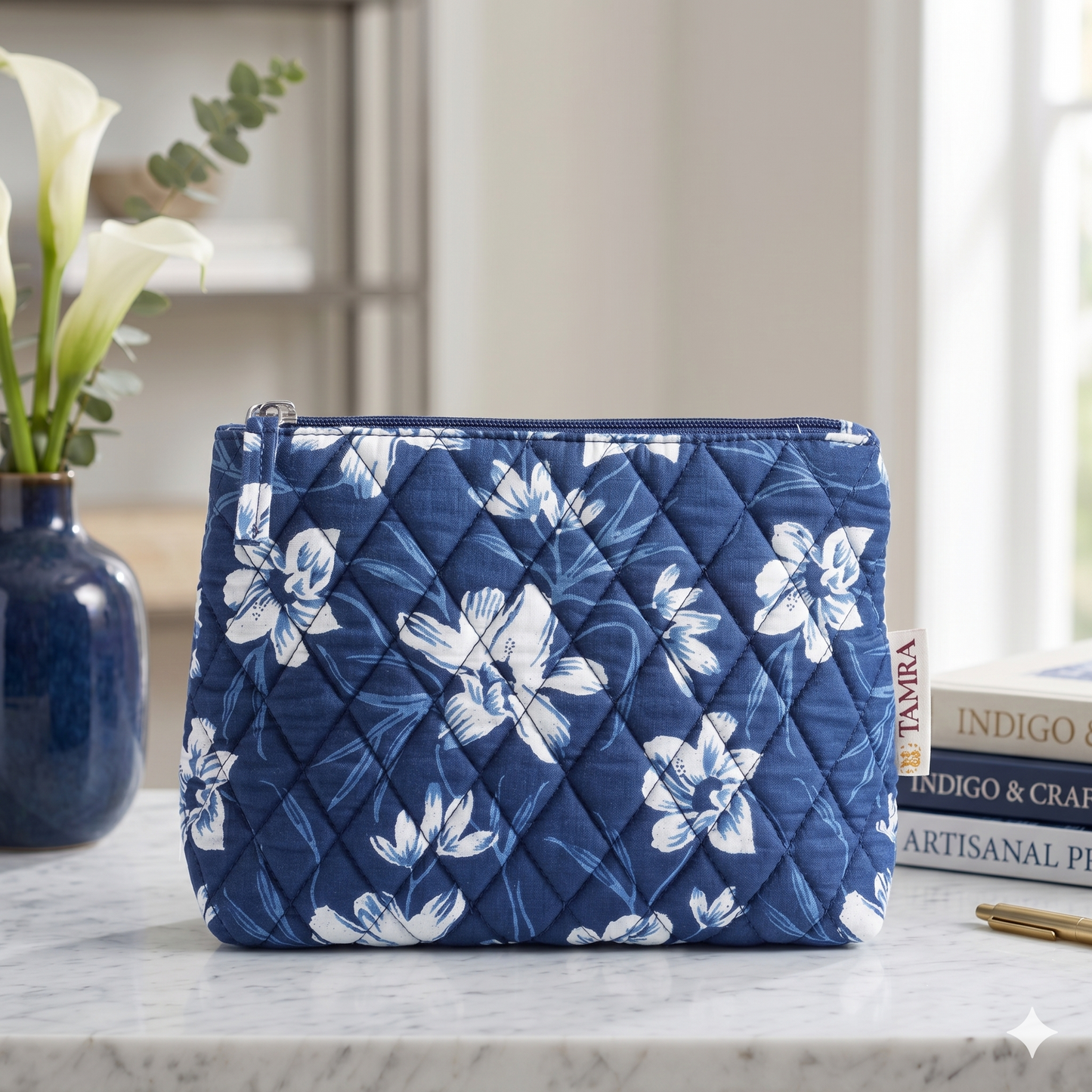 Indigo Blossom Big Pouch