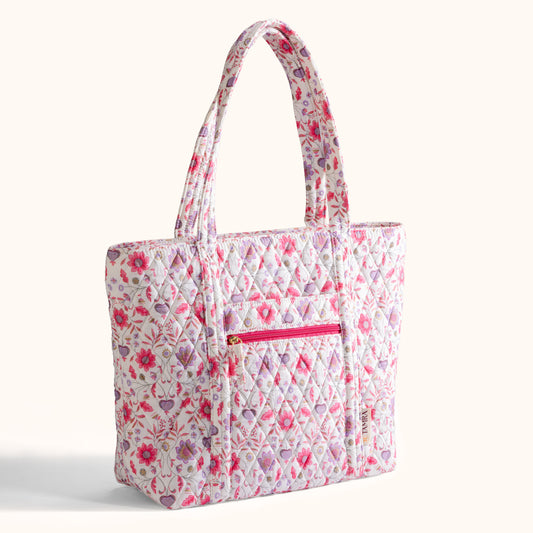 Floral White Tote Bag