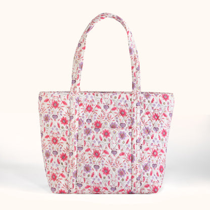 Floral White Tote Bag
