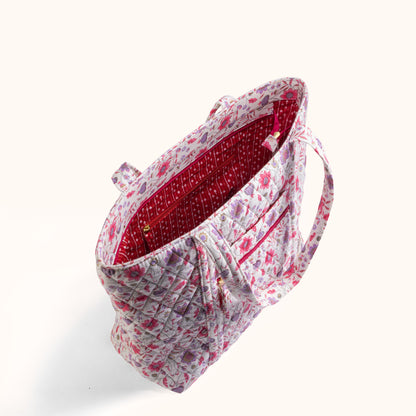 Floral White Tote Bag