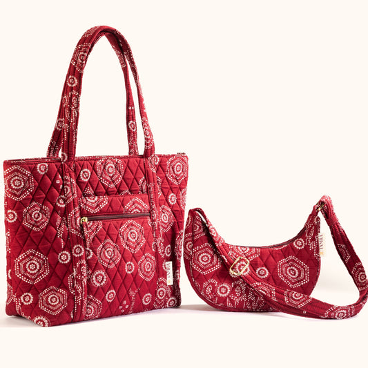 Maroon Elegance tote + moon sling combo