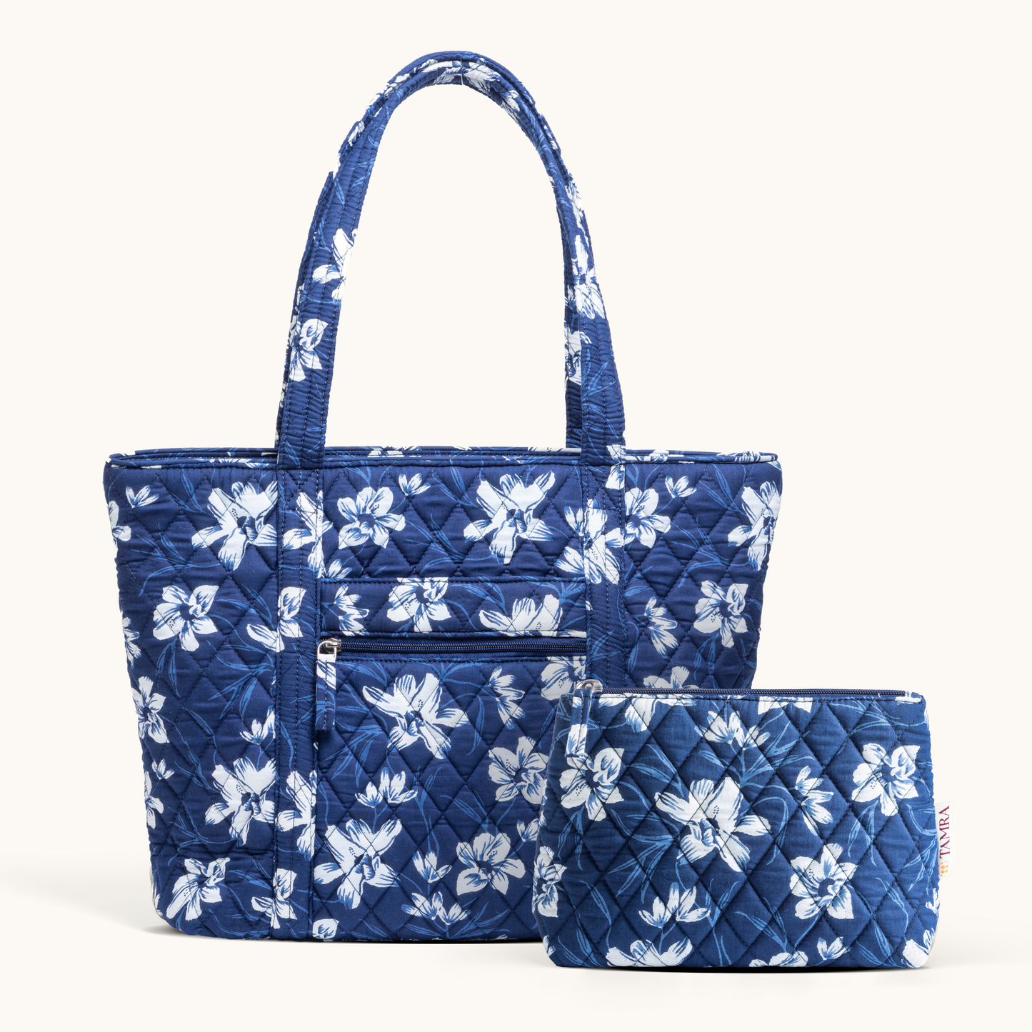 Indigo Blossom Tote + Big Pouch Combo
