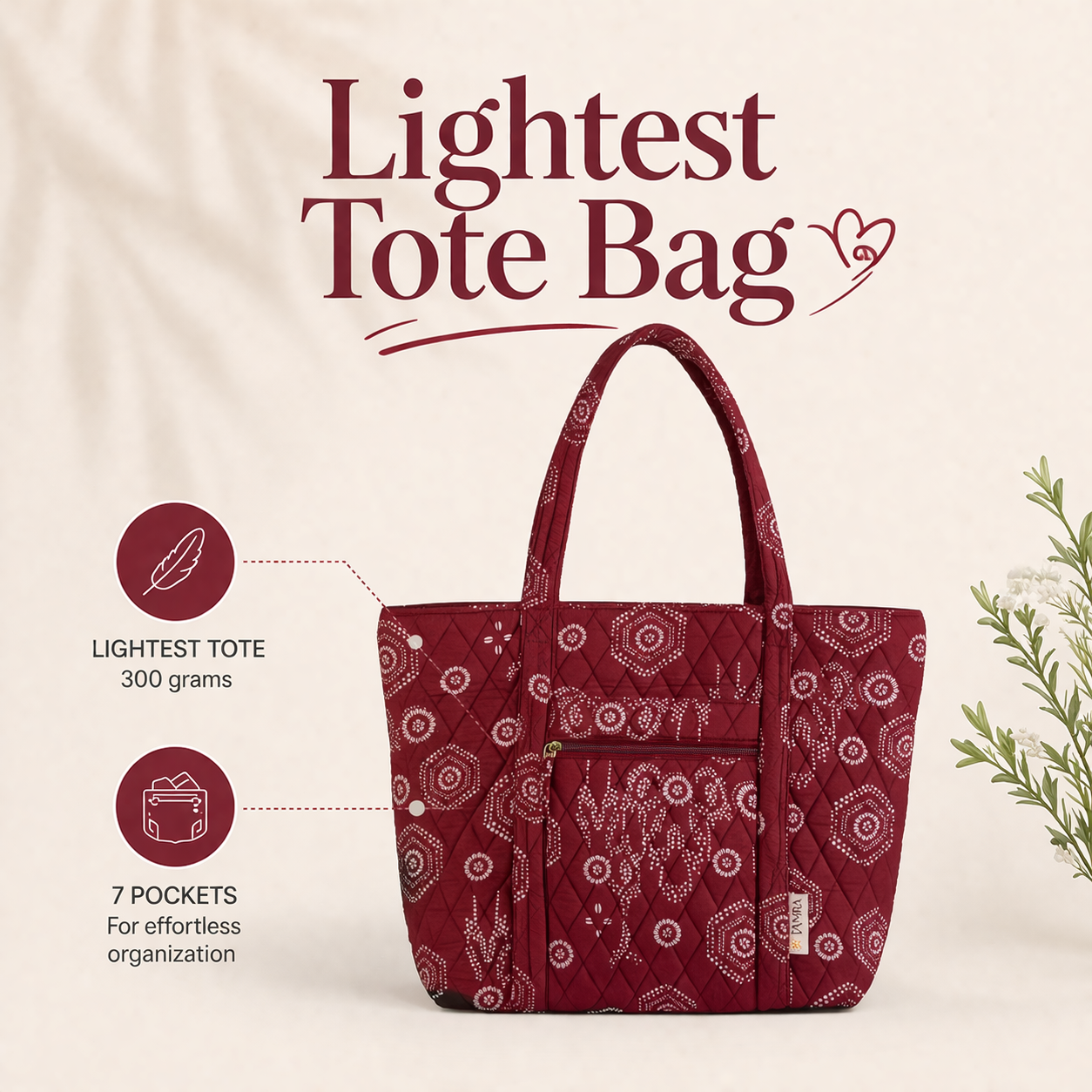 Maroon Elegance Tote Bag