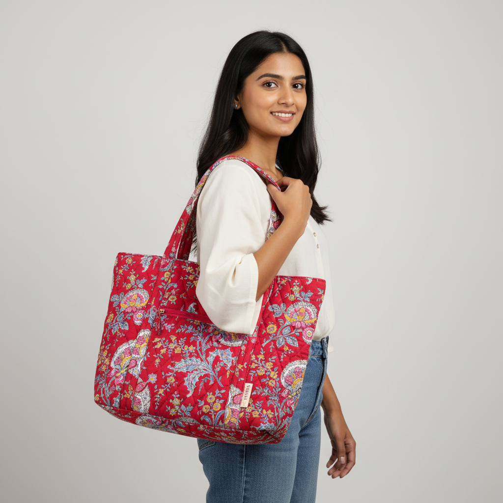 Red Blossom Tote Bag